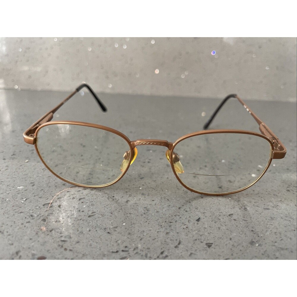 Nintendo Eyewear N-582 MBZ 49-19-135 Gold Full Rim round Eyeglasses Frames ONLY